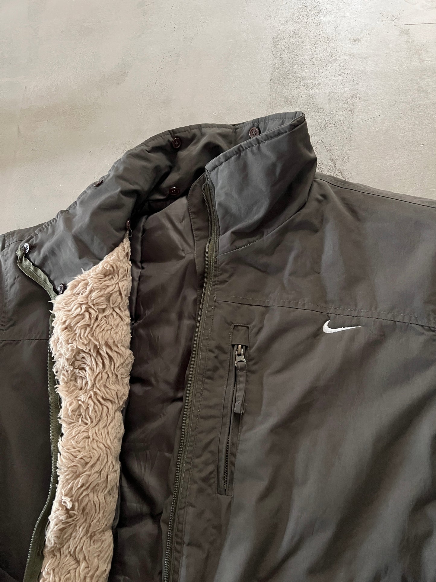 DARK KHAKI NIKE ACG FUR JACKET - 2000S - L/XL