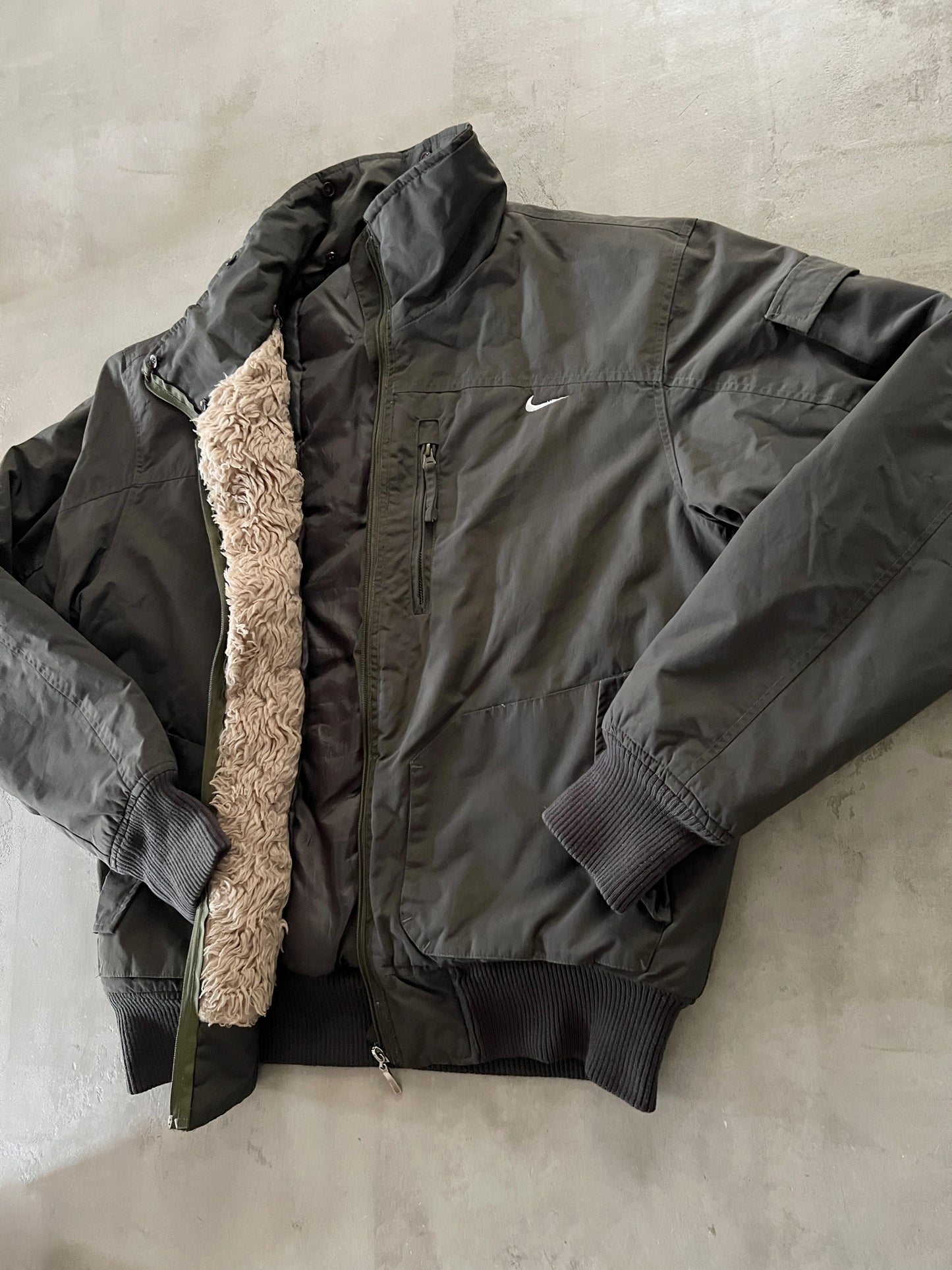 DARK KHAKI NIKE ACG FUR JACKET - 2000S - L/XL