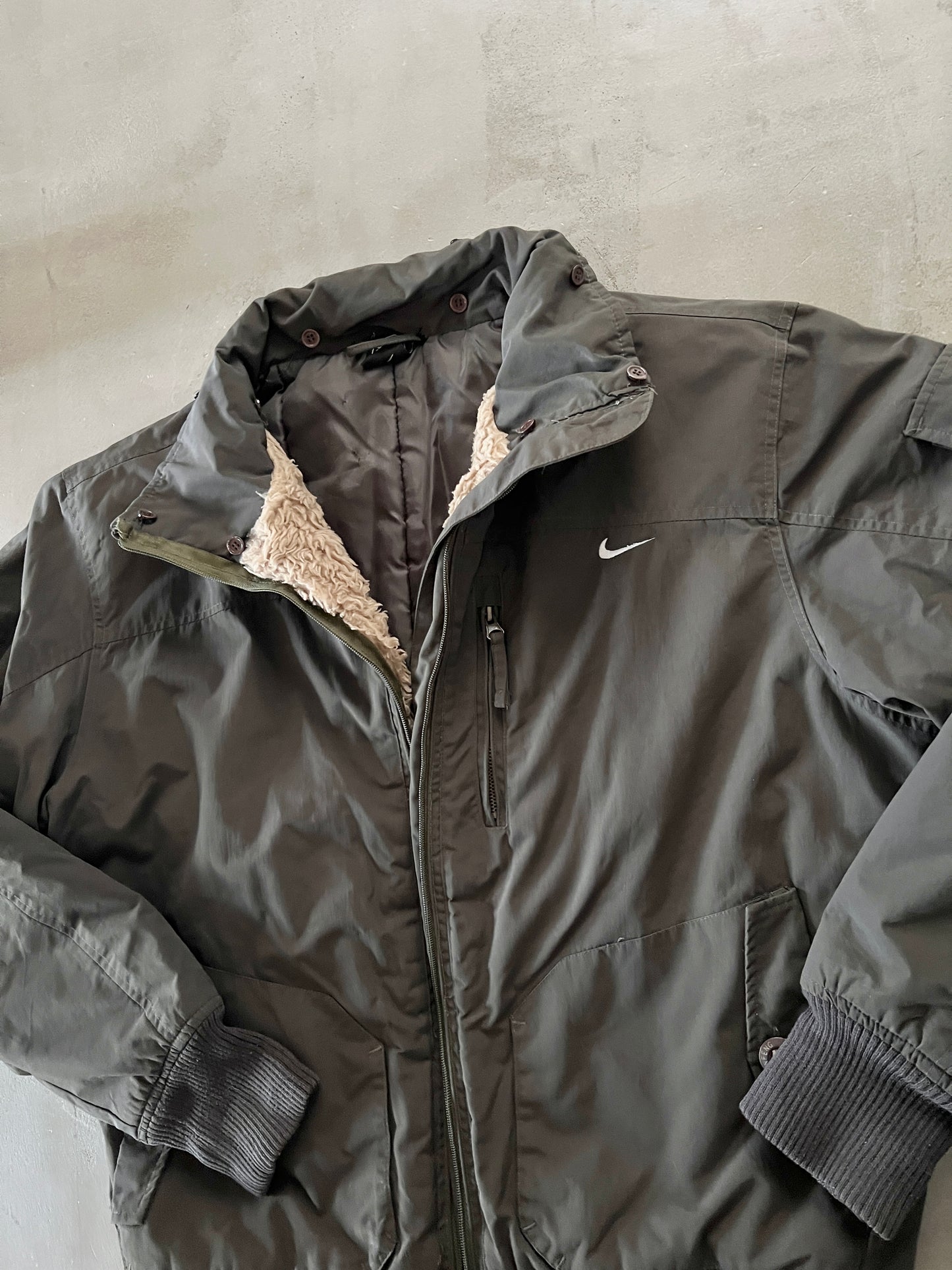 DARK KHAKI NIKE ACG FUR JACKET - 2000S - L/XL