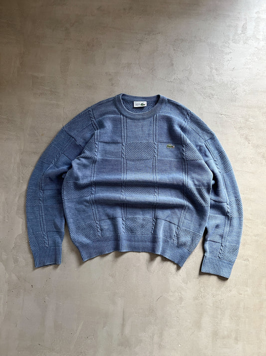SLATE BLUE LACOSTE KNIT SWEATER - 1990S - M