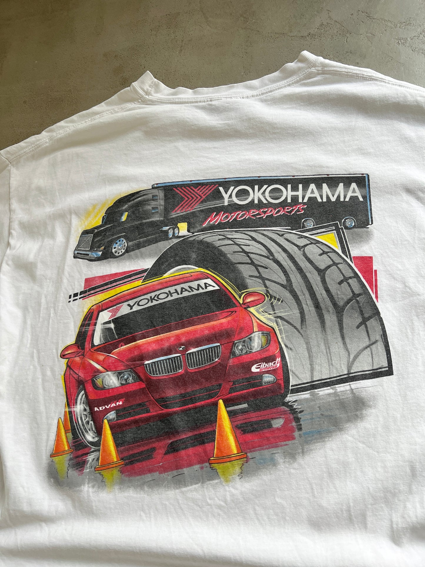 WHITE YOKOHAMA X BMW RACING TEE - 2000S - M/L
