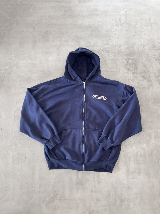 NAVY NINTENDO ZIP UP HOODIE - 2000S - XL/L