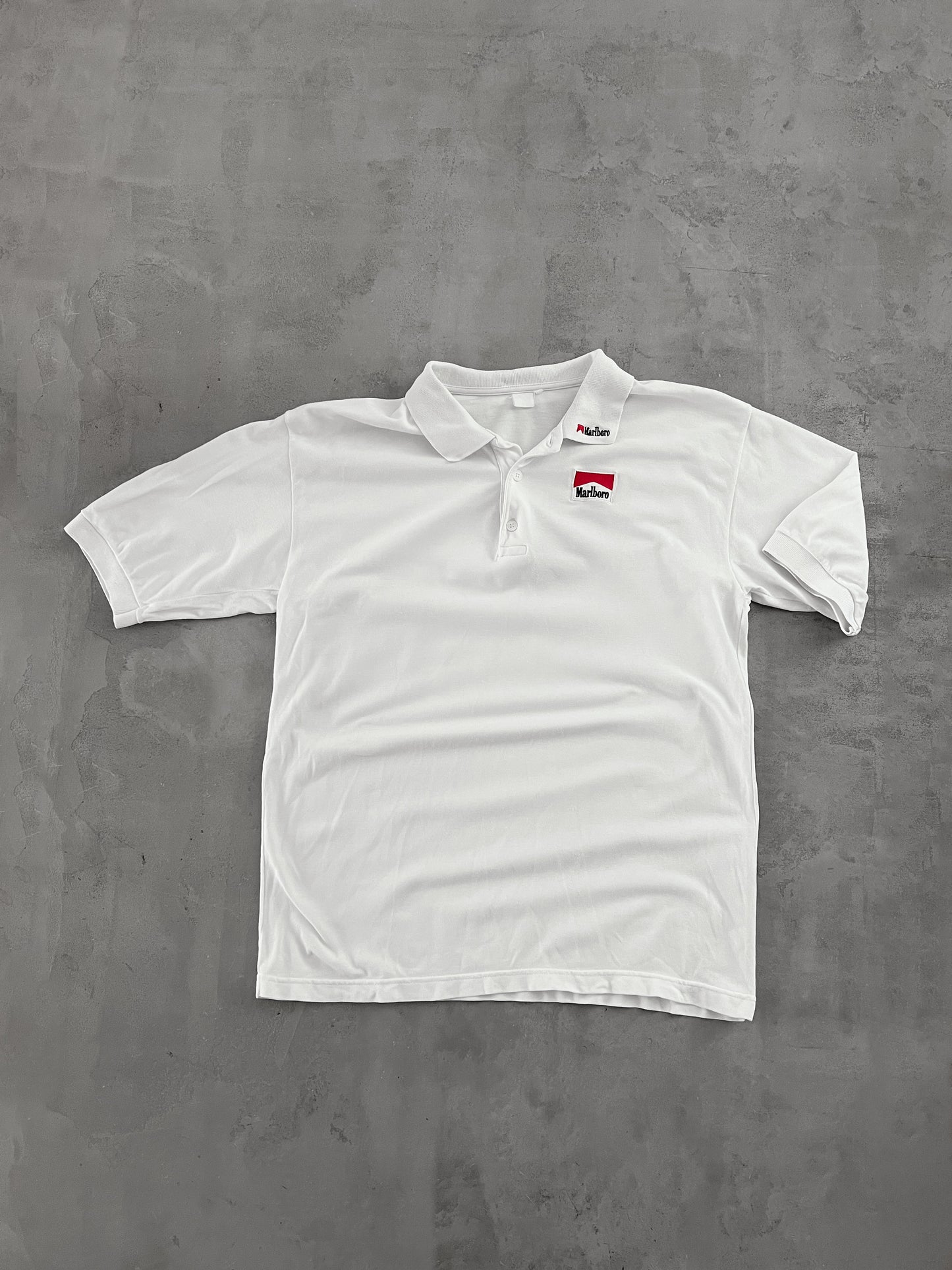 WHITE MARLBORO POLO - 1990S -XL