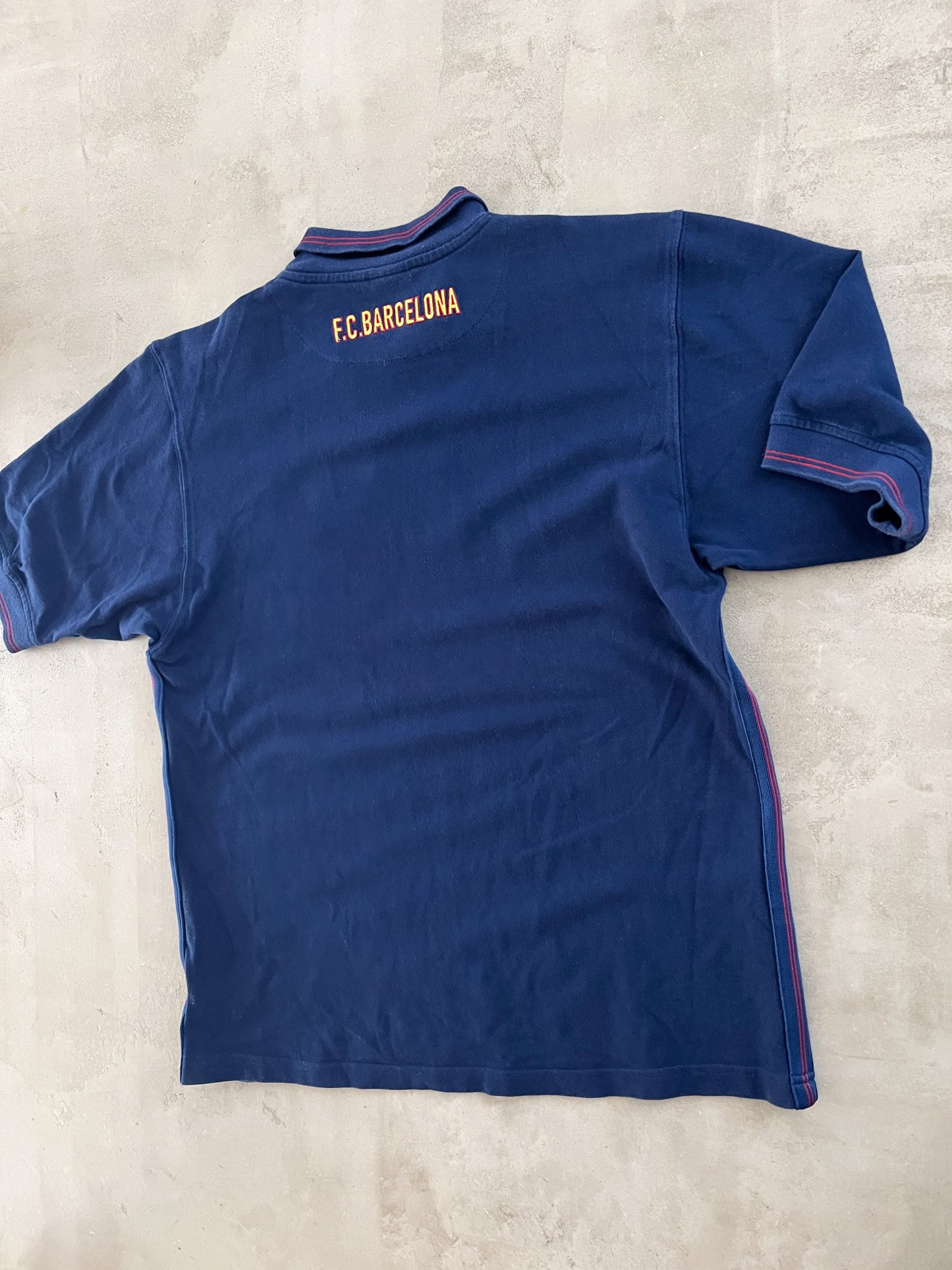 NAVY FC BARCELONA NIKE POLO - 1990S - L