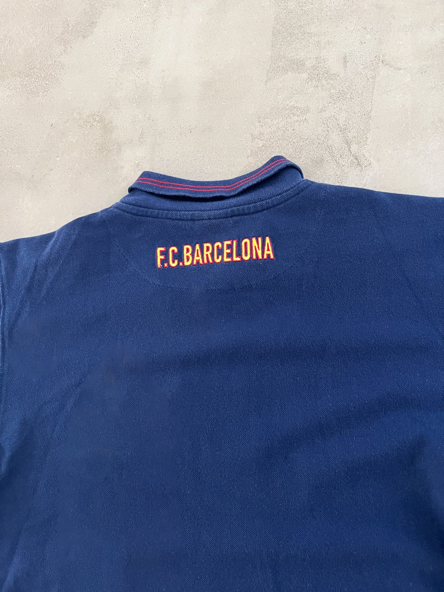 NAVY FC BARCELONA NIKE POLO - 1990S - L