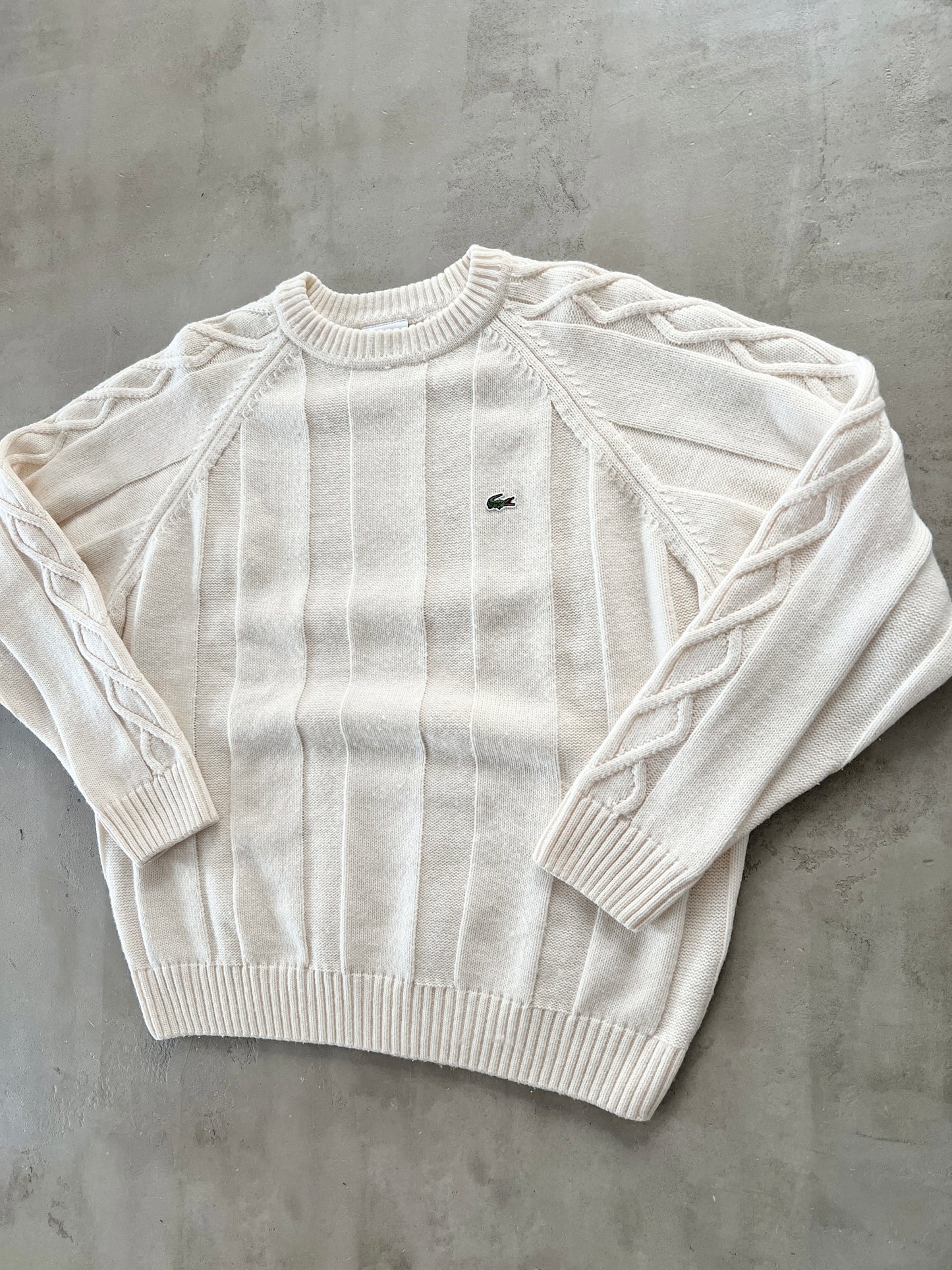 CREME LACOSTE KNIT SWEATER - 2000S - S/M