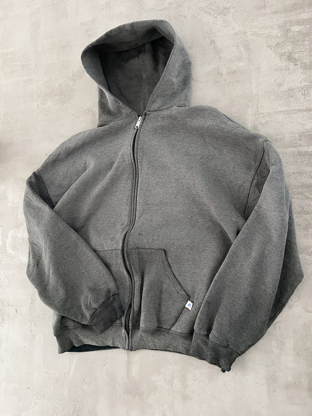 FADED GREY RUSSELL HOODIE - 1990S - L