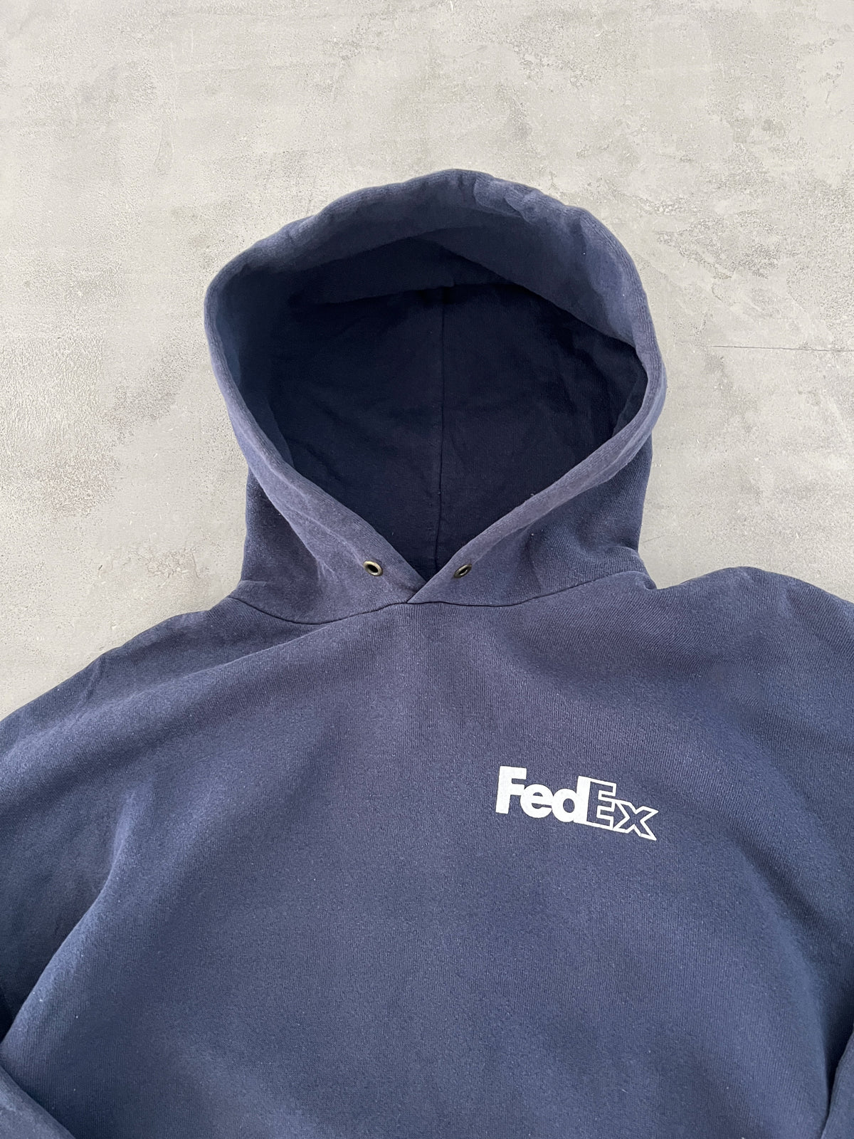 FADED NAVY FEDEX HOODIE - 1990S - L