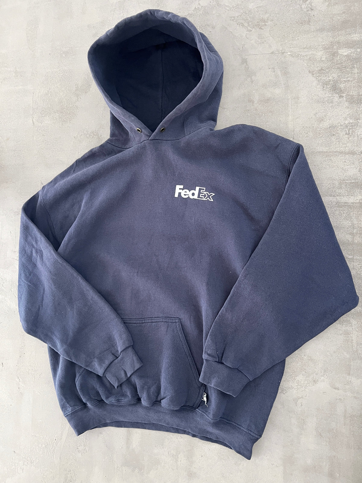 FADED NAVY FEDEX HOODIE - 1990S - L