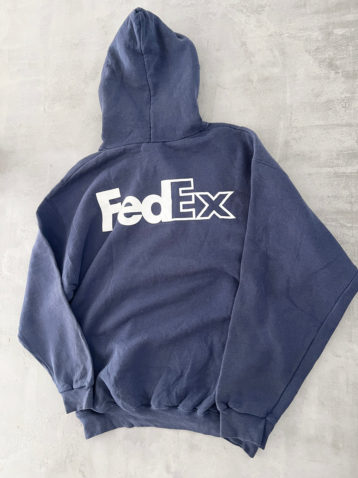 FADED NAVY FEDEX HOODIE - 1990S - L