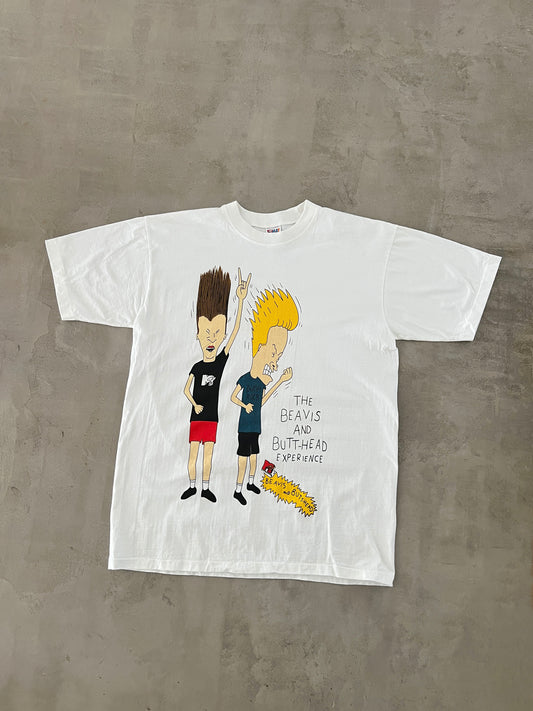 WHITE BEAVIS BUTTHEAD MTV TEE - 2000S - L/M