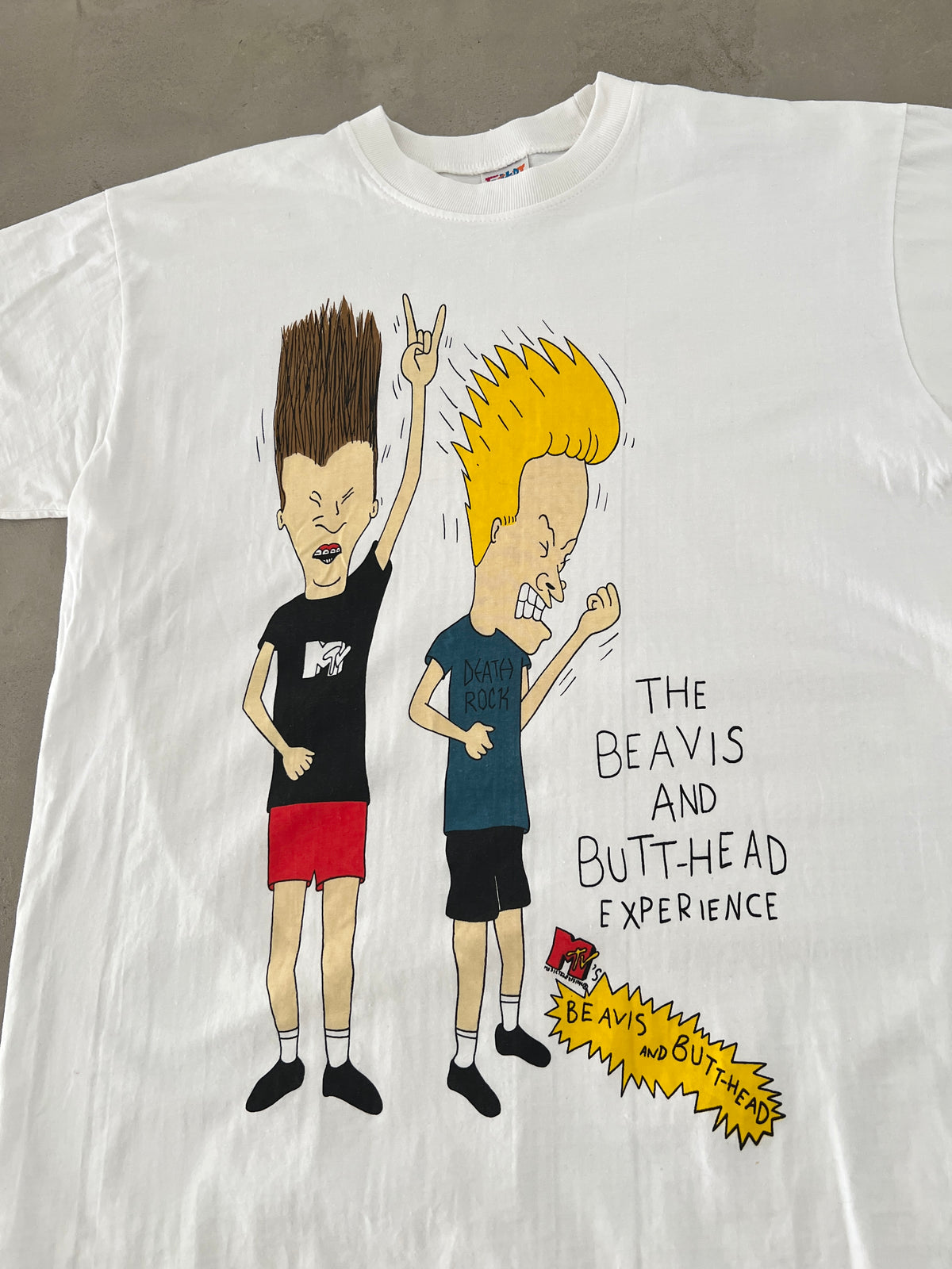 WHITE BEAVIS BUTTHEAD MTV TEE - 2000S - L/M