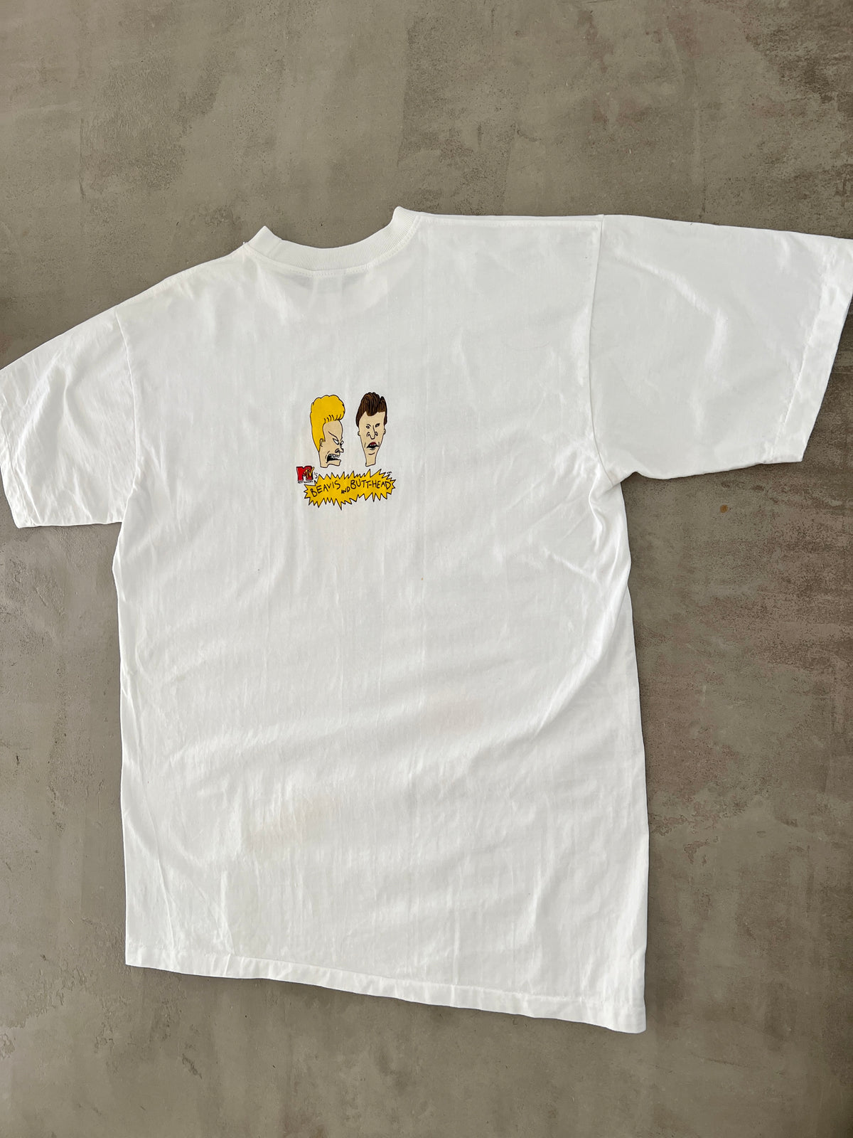WHITE BEAVIS BUTTHEAD MTV TEE - 2000S - L/M