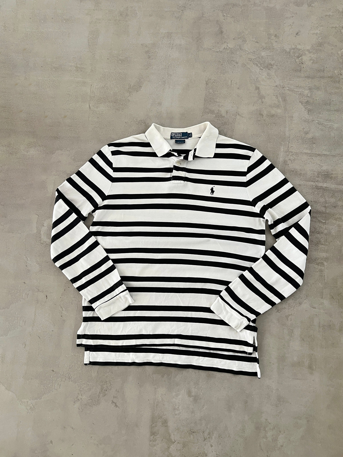 WHITE/NAVY RALPH LAUREN LONGSLEEVE - 2000S - M