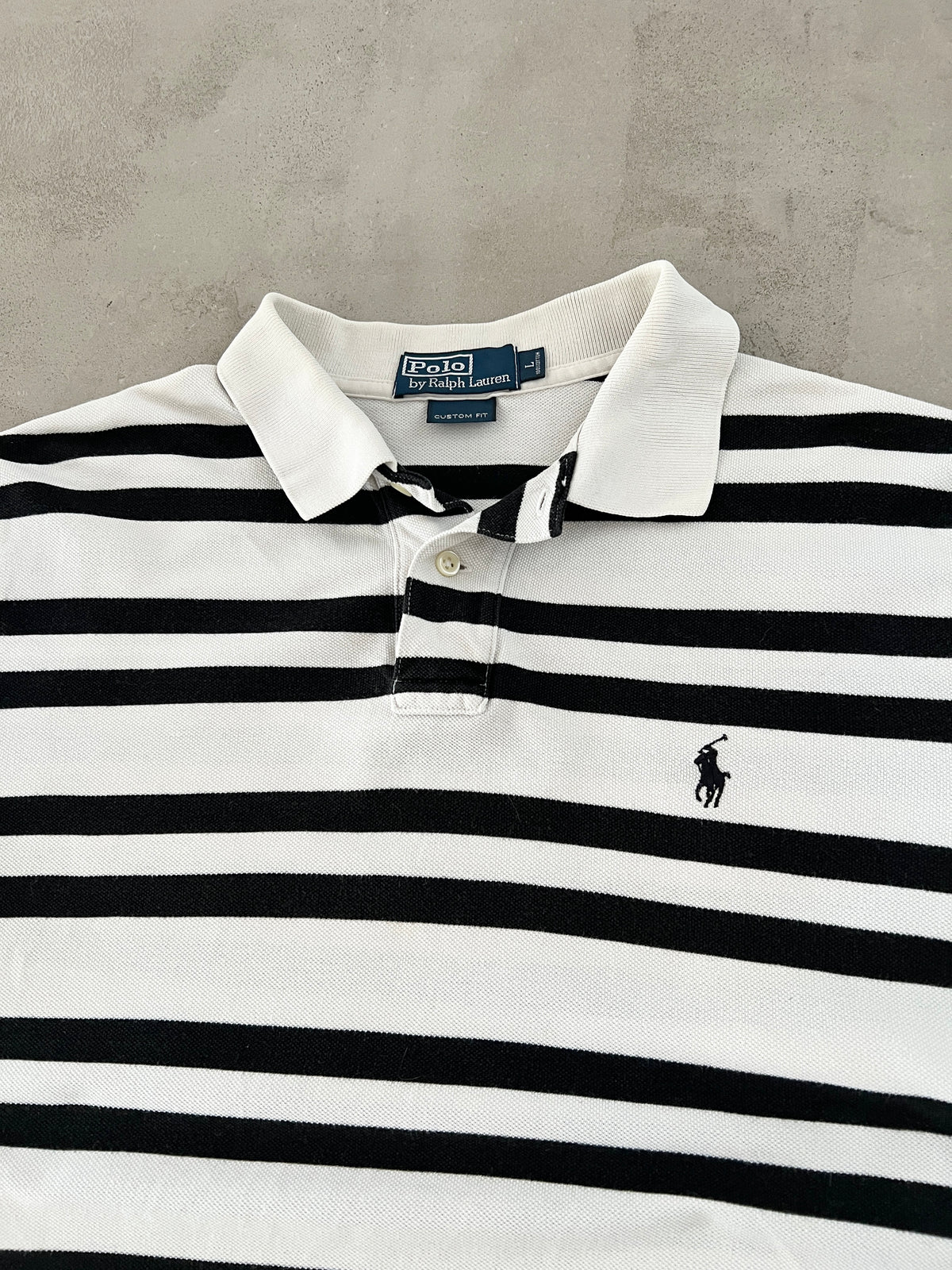WHITE/NAVY RALPH LAUREN LONGSLEEVE - 2000S - M