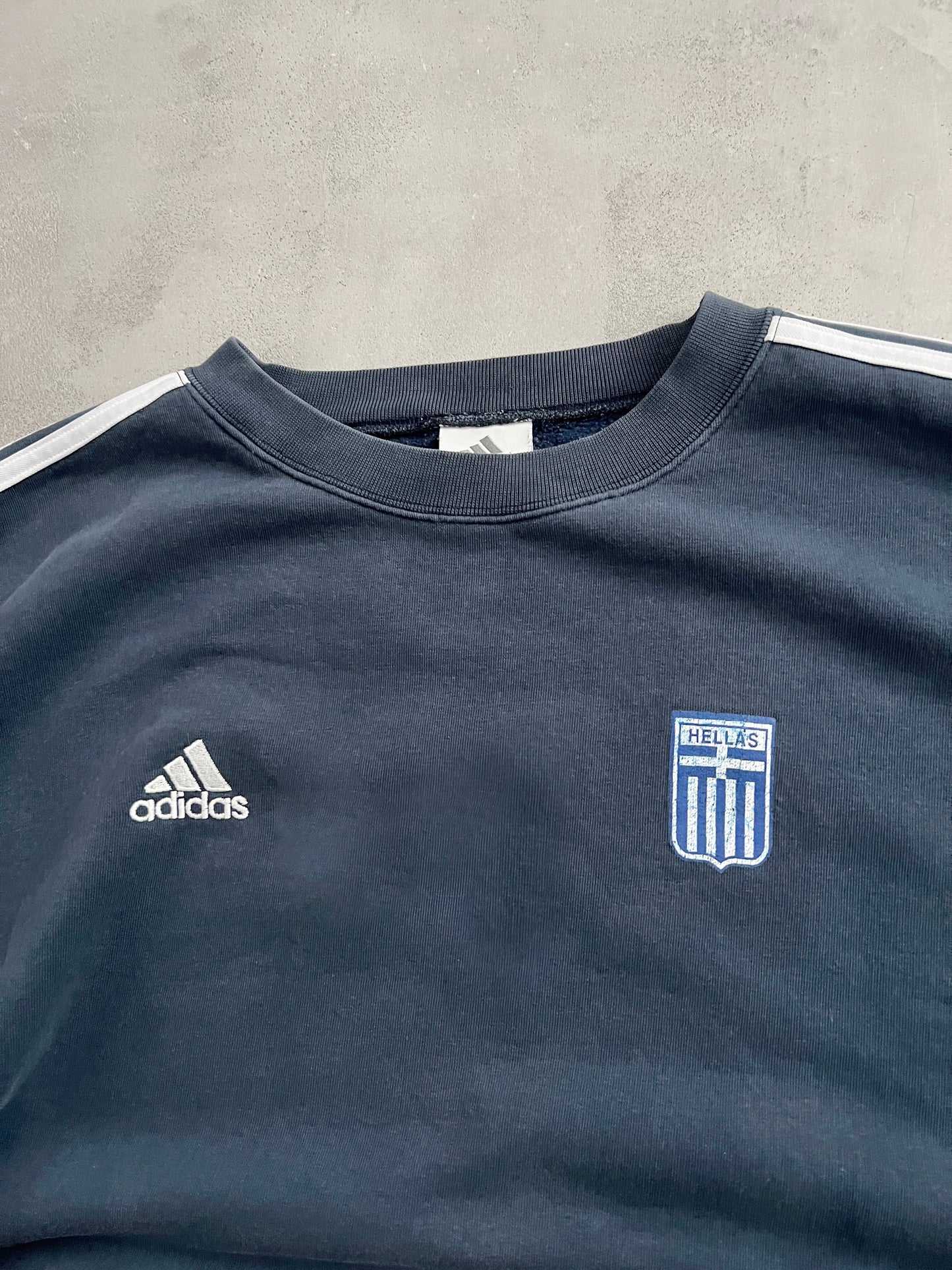 NAVY GREECE ADIDAS SWEATER - 2000S - XL/L