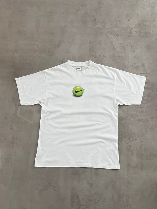 WHITE NIKE AGASSI TENNIS TEE - 1990S - L