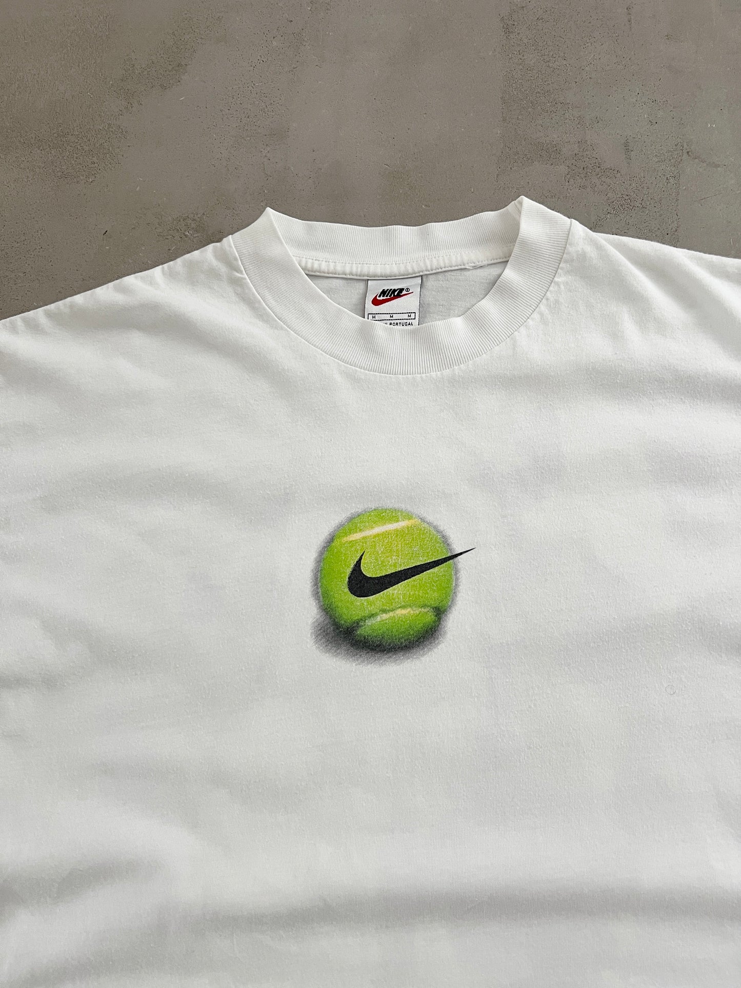 WHITE NIKE AGASSI TENNIS TEE - 1990S - L