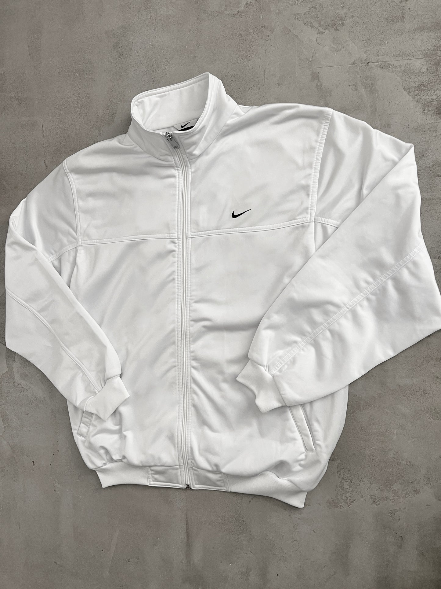 WHITE NIKE TRACK JACKET - 2000S - L