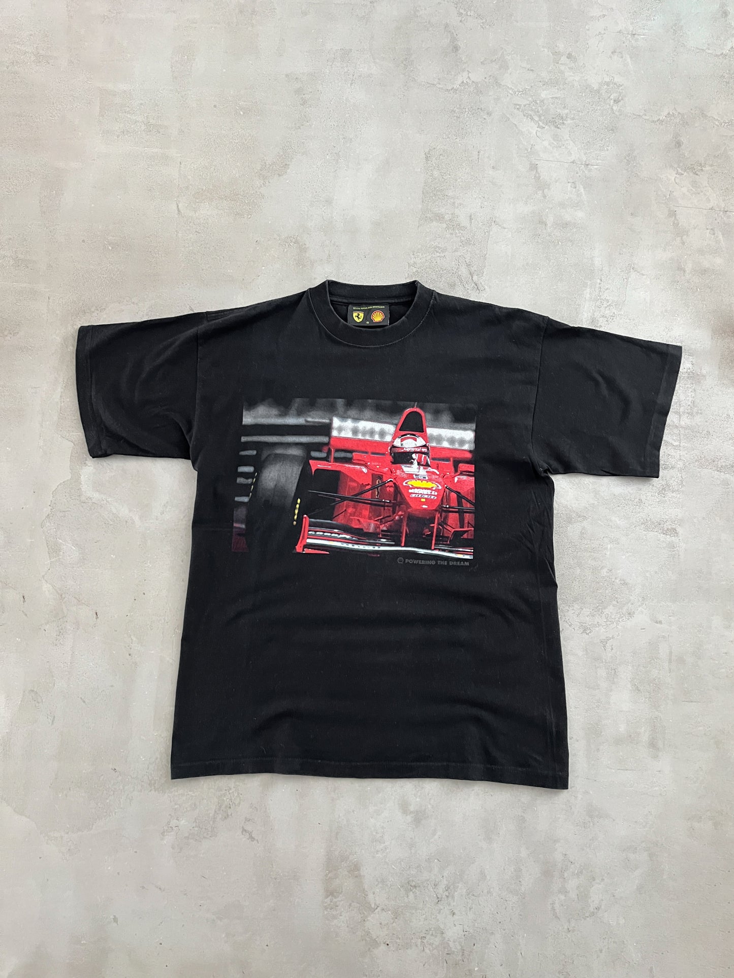 BLACK FERRARI RACING TEE - 1990S - L