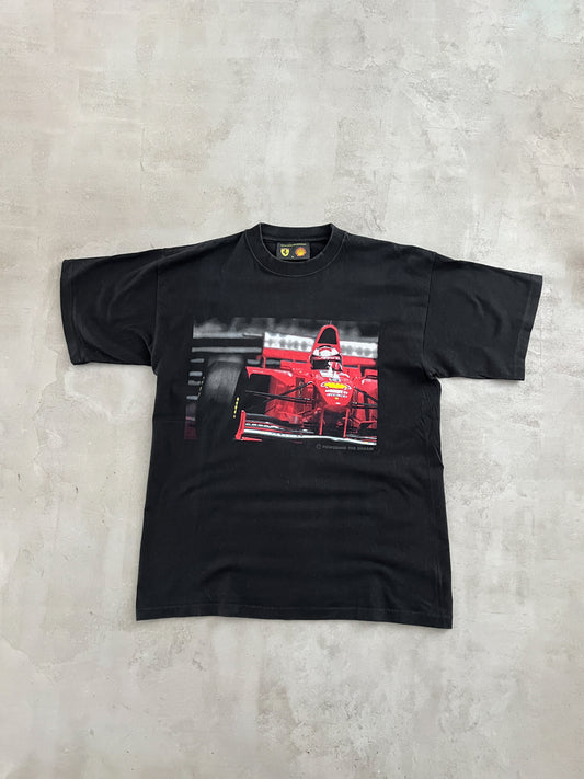 BLACK FERRARI RACING TEE - 1990S - L