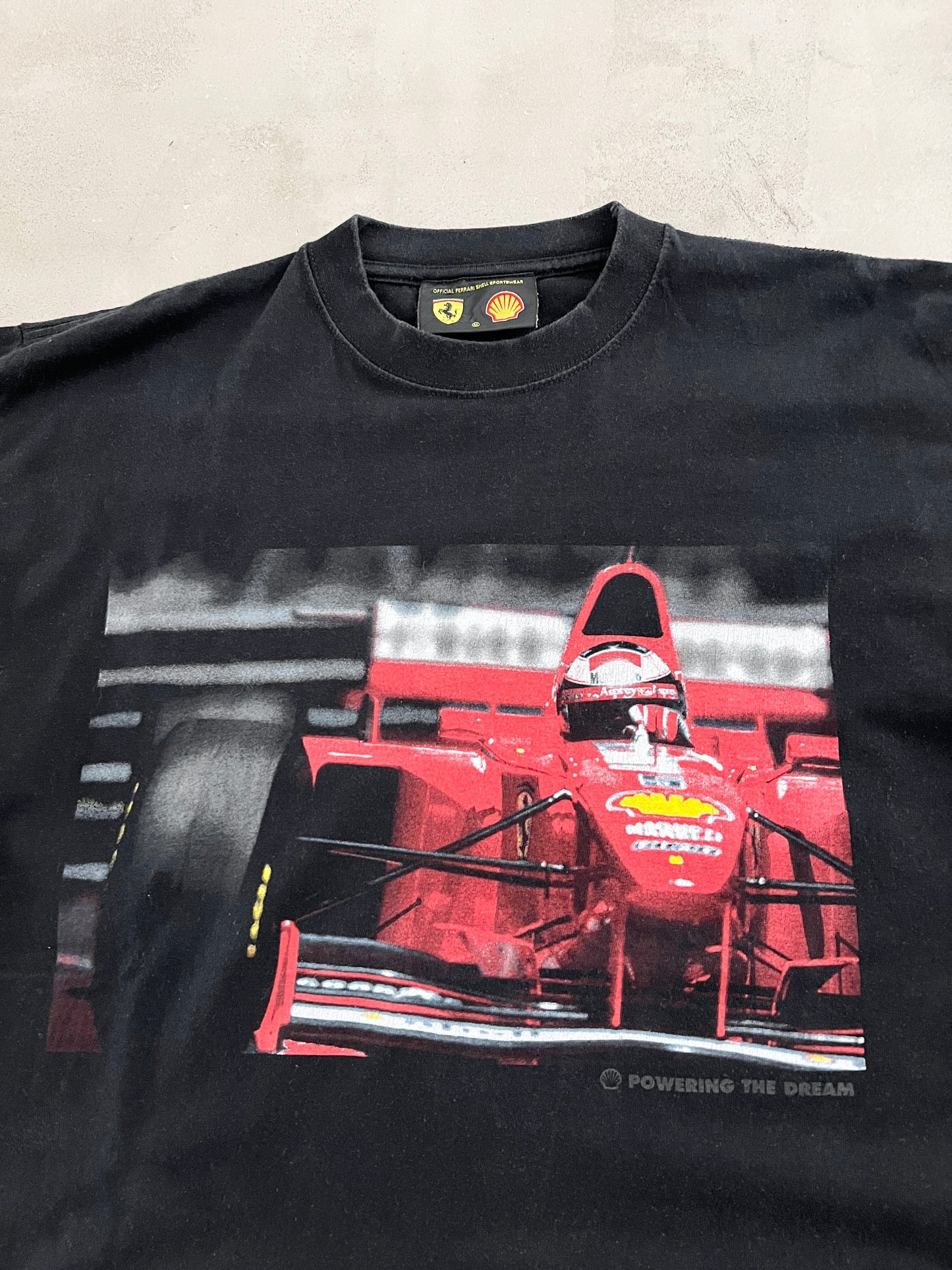 BLACK FERRARI RACING TEE - 1990S - L