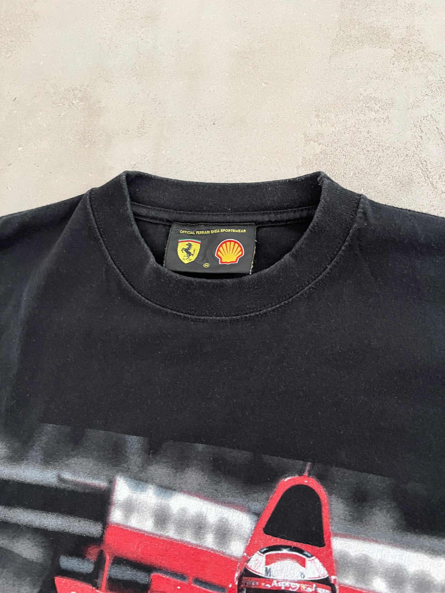 BLACK FERRARI RACING TEE - 1990S - L