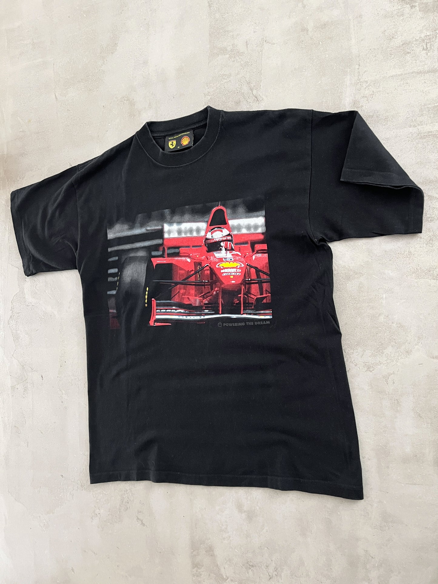 BLACK FERRARI RACING TEE - 1990S - L