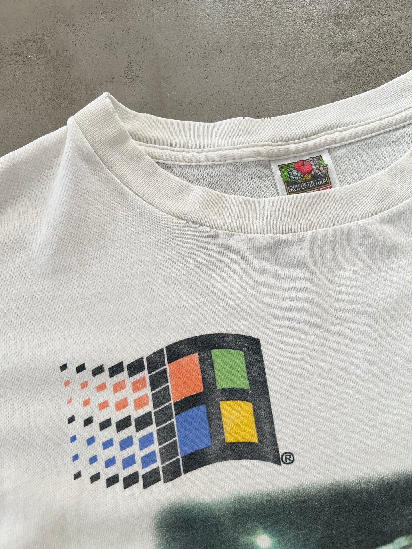 WHITE MICROSOFT WINDOWS PROMO TEE - 1990S - L