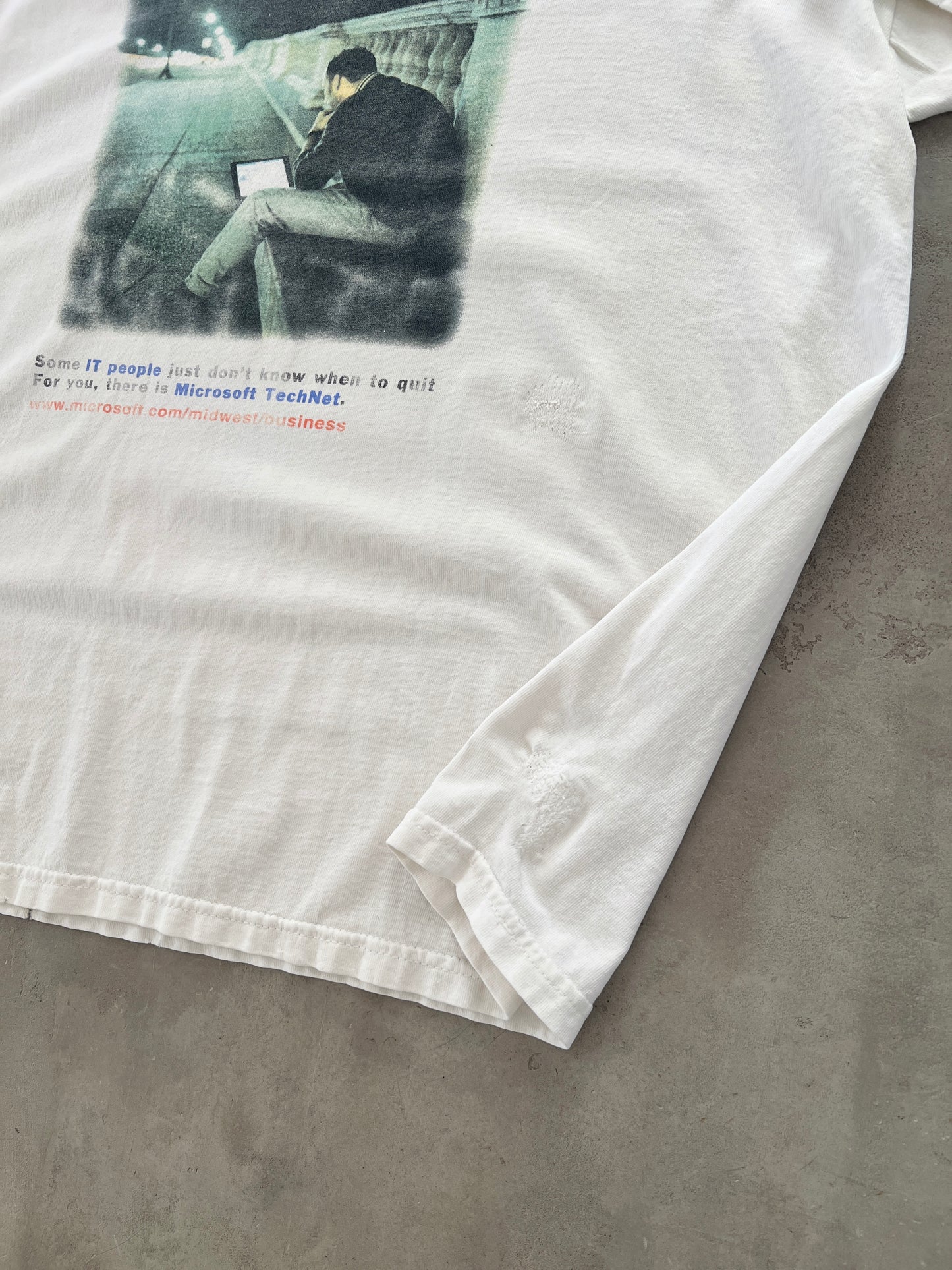 WHITE MICROSOFT WINDOWS PROMO TEE - 1990S - L
