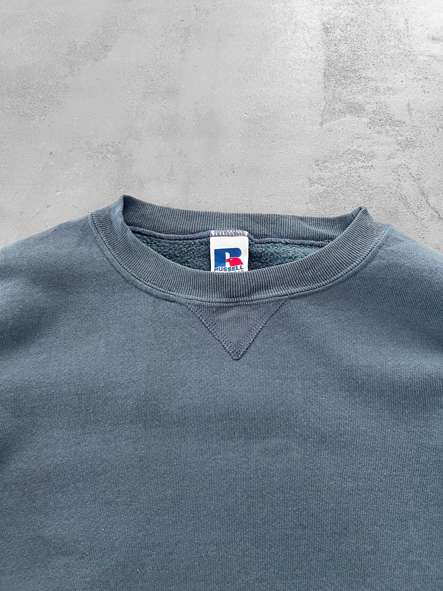 TURQUOISE/GREY RUSSELL SWEATER - 1990S - M/L