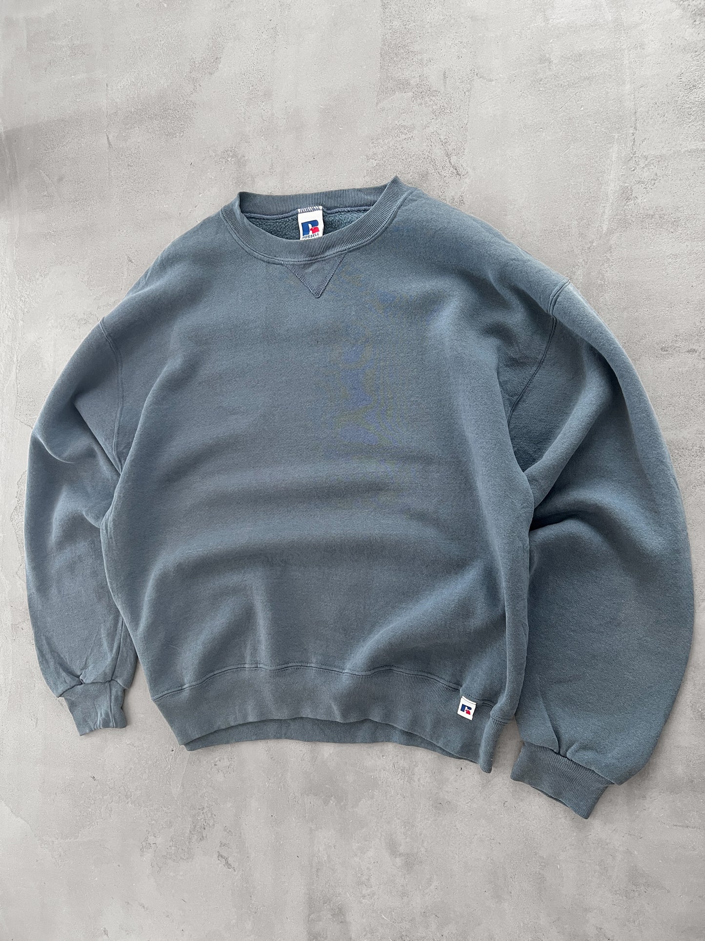 TURQUOISE/GREY RUSSELL SWEATER - 1990S - M/L