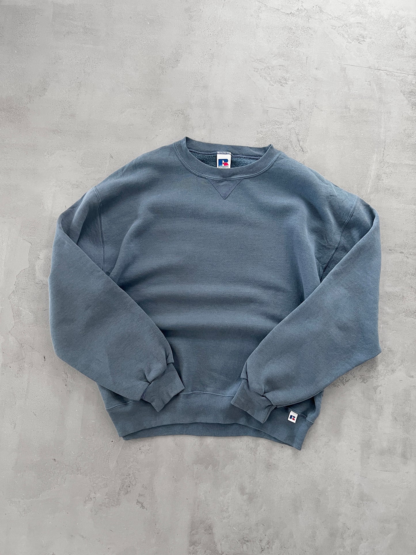 TURQUOISE/GREY RUSSELL SWEATER - 1990S - M/L