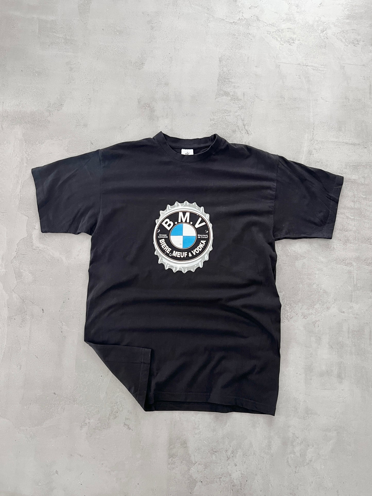 BLACK BMW PARODY TEE - 2000S - L