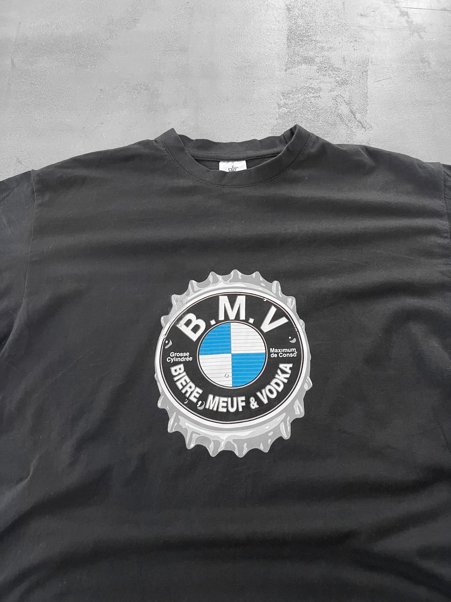BLACK BMW PARODY TEE - 2000S - L