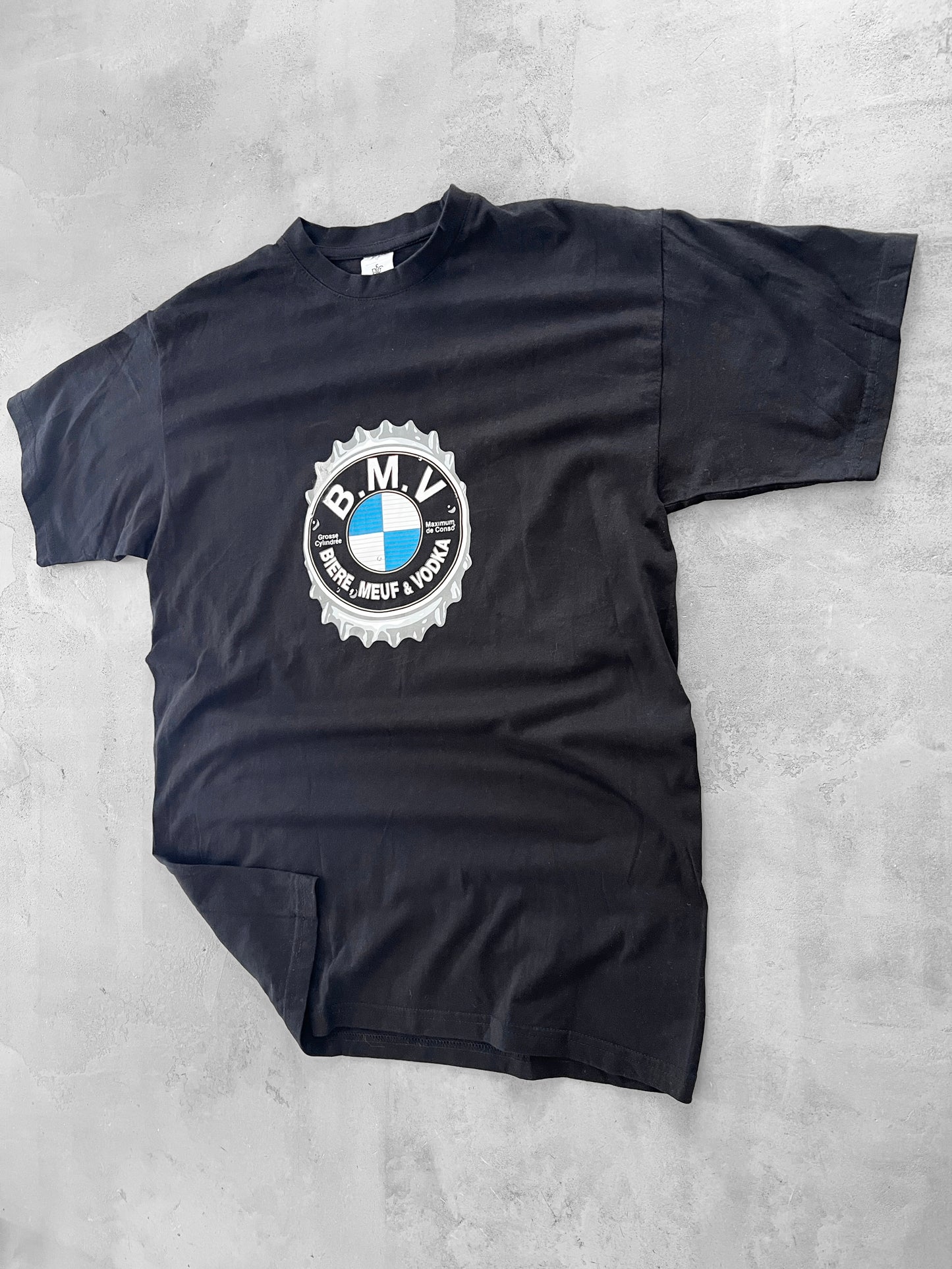 BLACK BMW PARODY TEE - 2000S - L