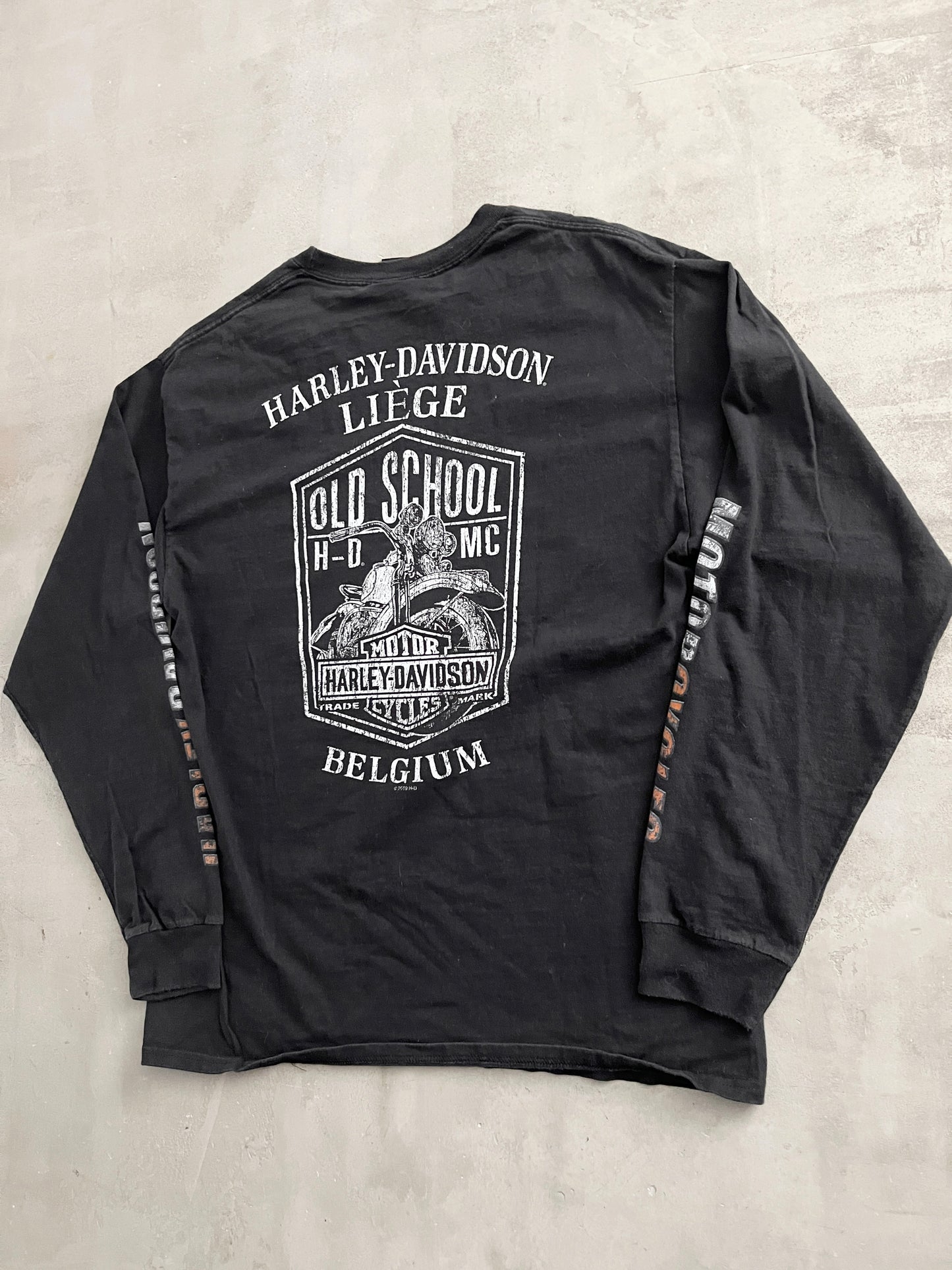 BLACK HARLEY DAVIDSON LONGSLEEVE - 1990S - L