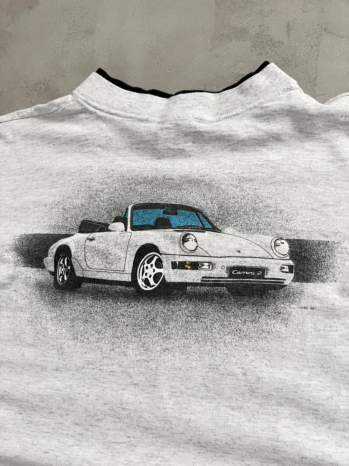 GREY PORSCHE 911 TEE - 1990S - L/M