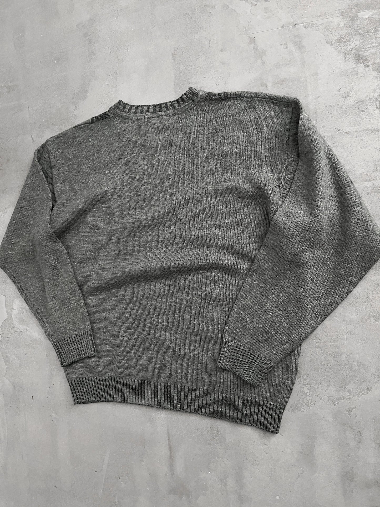 GREY LACOSTE KNIT SWEATER - 2000S - L