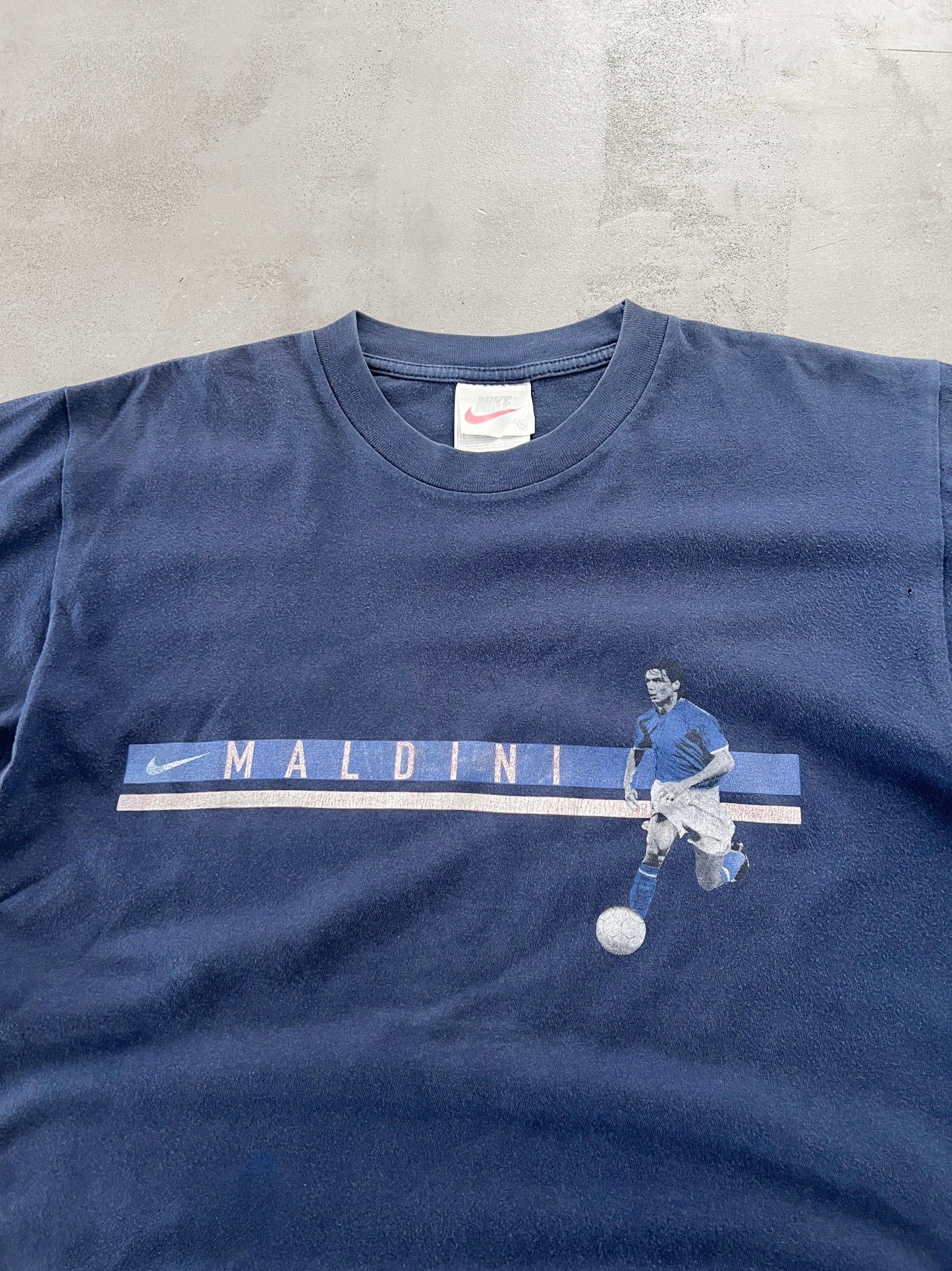 NAVY PAOLO MALDINI NIKE TEE - 1990S - M
