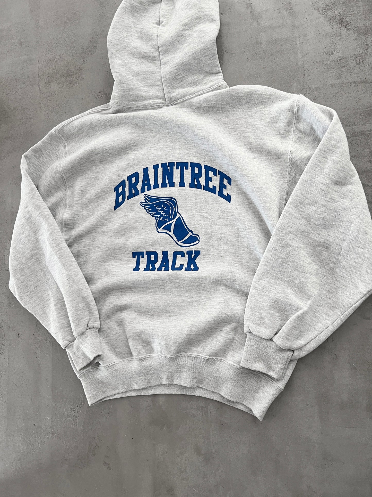GREY RUSSELL RUNNING HOODIE - 1990S - XL/L