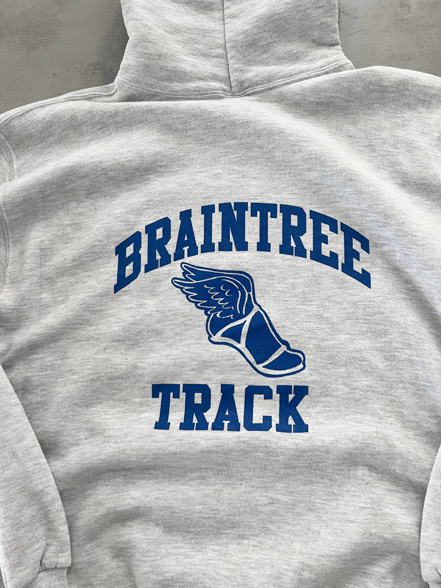 GREY RUSSELL RUNNING HOODIE - 1990S - XL/L