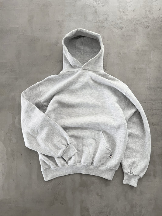 GREY RUSSELL RUNNING HOODIE - 1990S - XL/L