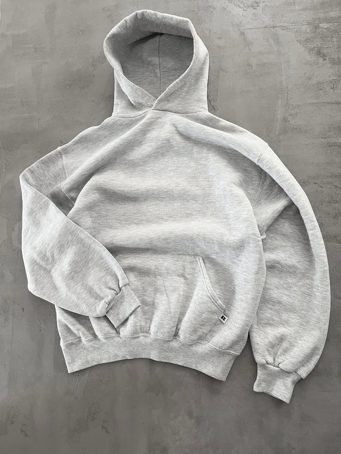 GREY RUSSELL RUNNING HOODIE - 1990S - XL/L