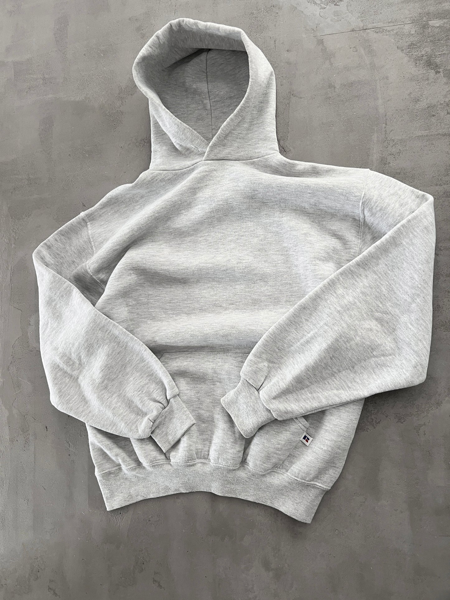 GREY RUSSELL RUNNING HOODIE - 1990S - XL/L