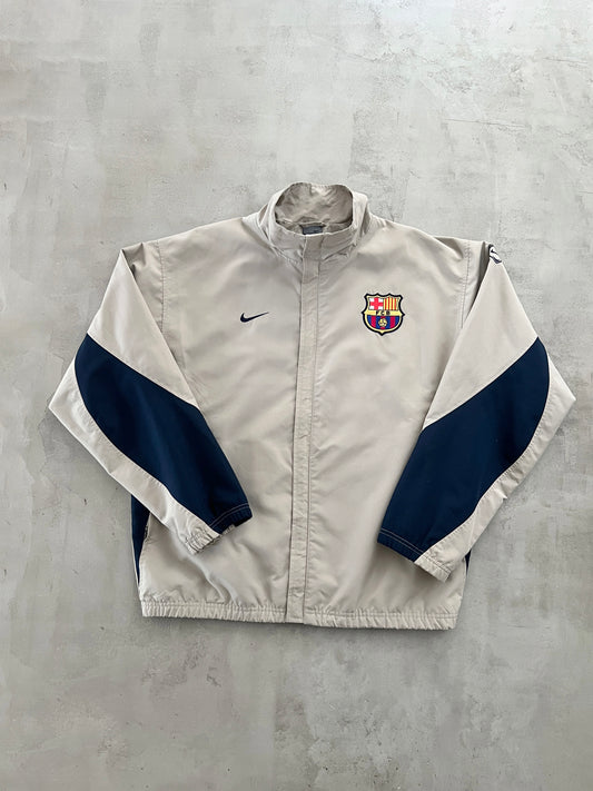 BEIGE FC BARCELONA NIKE JACKET - 2000S - L
