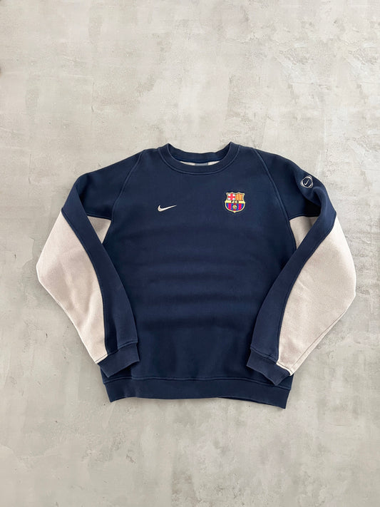 NAVY/BEIGE FC BARCELONA NIKE SWEATER - 2000S - S/M