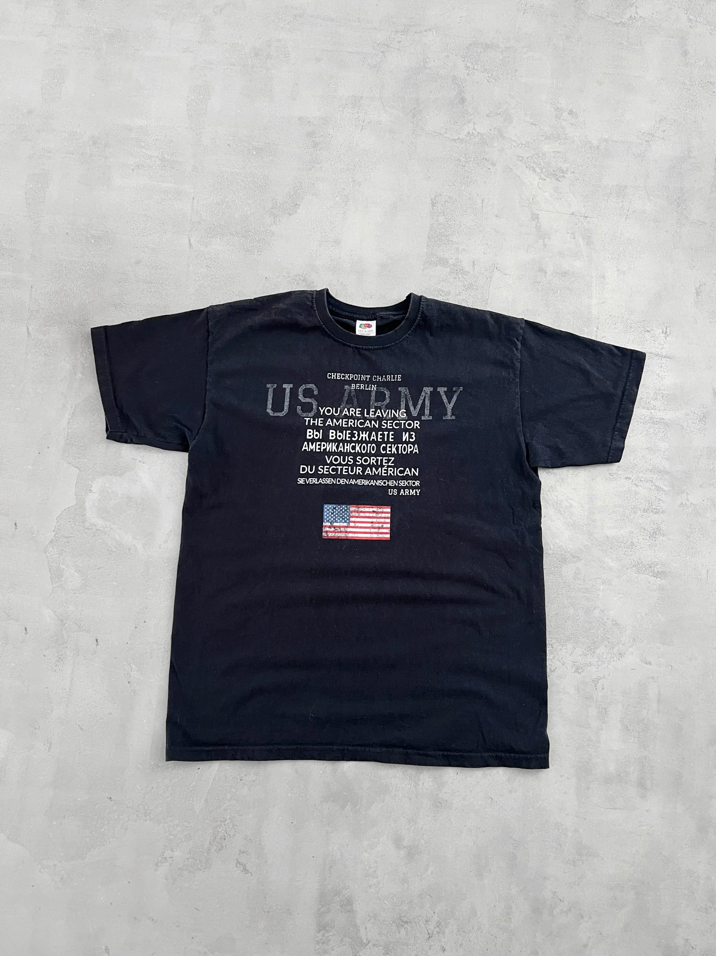 BLACK US ARMY TEE - 1990S - L