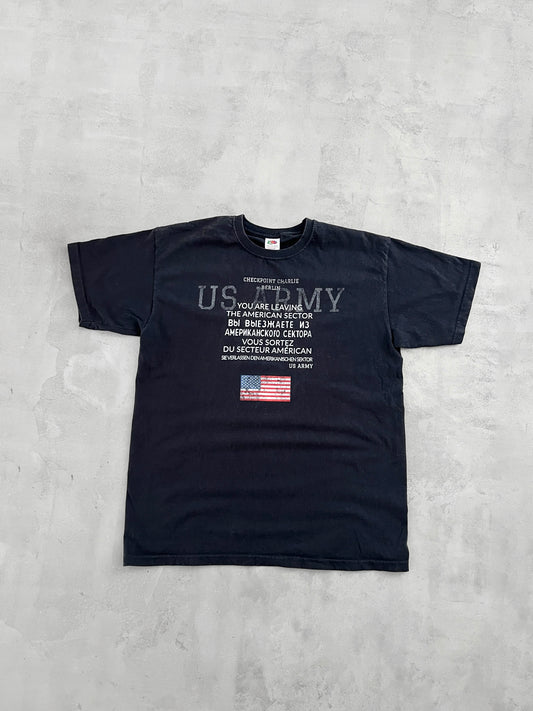 BLACK US ARMY TEE - 1990S - L