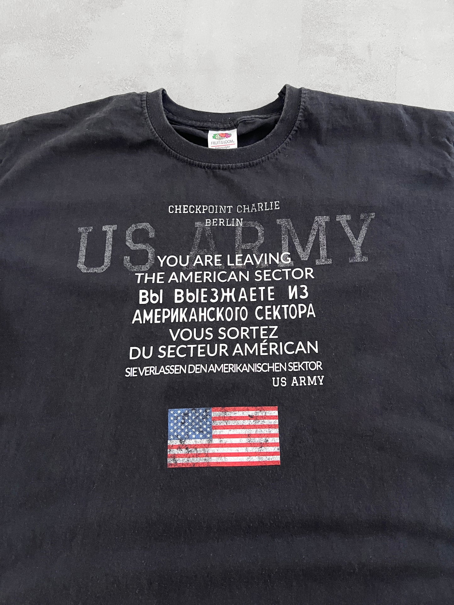 BLACK US ARMY TEE - 1990S - L